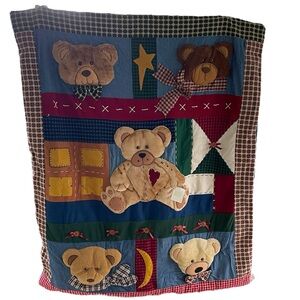 Bear Creations Plush Blanket Quilted 3D Teddy Bear Wall Decor Baby Nursery 58x49